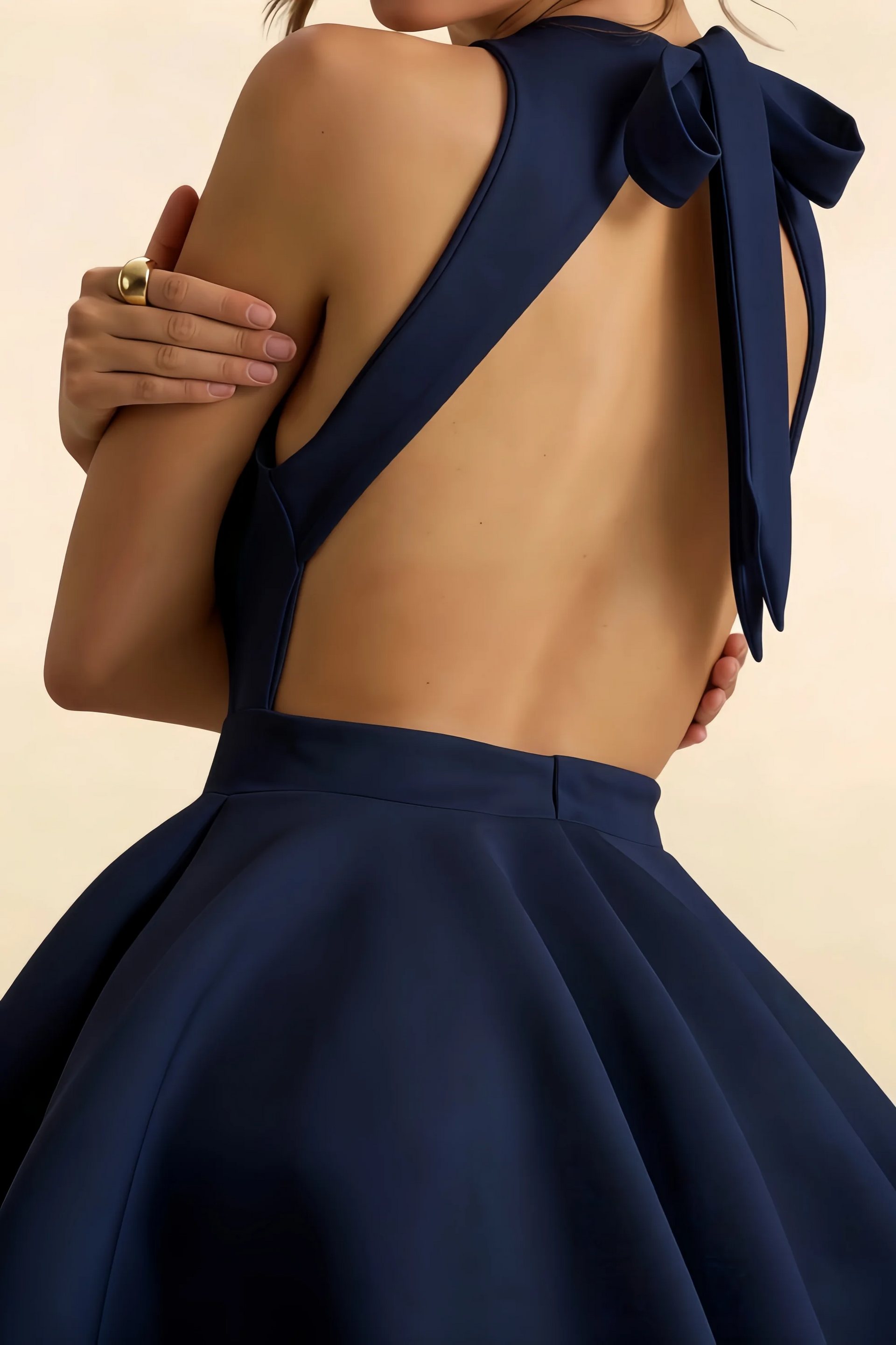 Ellen Navy A Line Scoop Neck Mini Dress