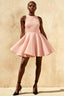 Ellen Pink A Line Scoop Neck Mini Dress - Party Dress