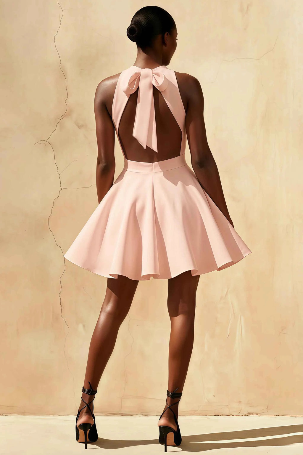 Ellen Pink A Line Scoop Neck Mini Dress - Party Dress