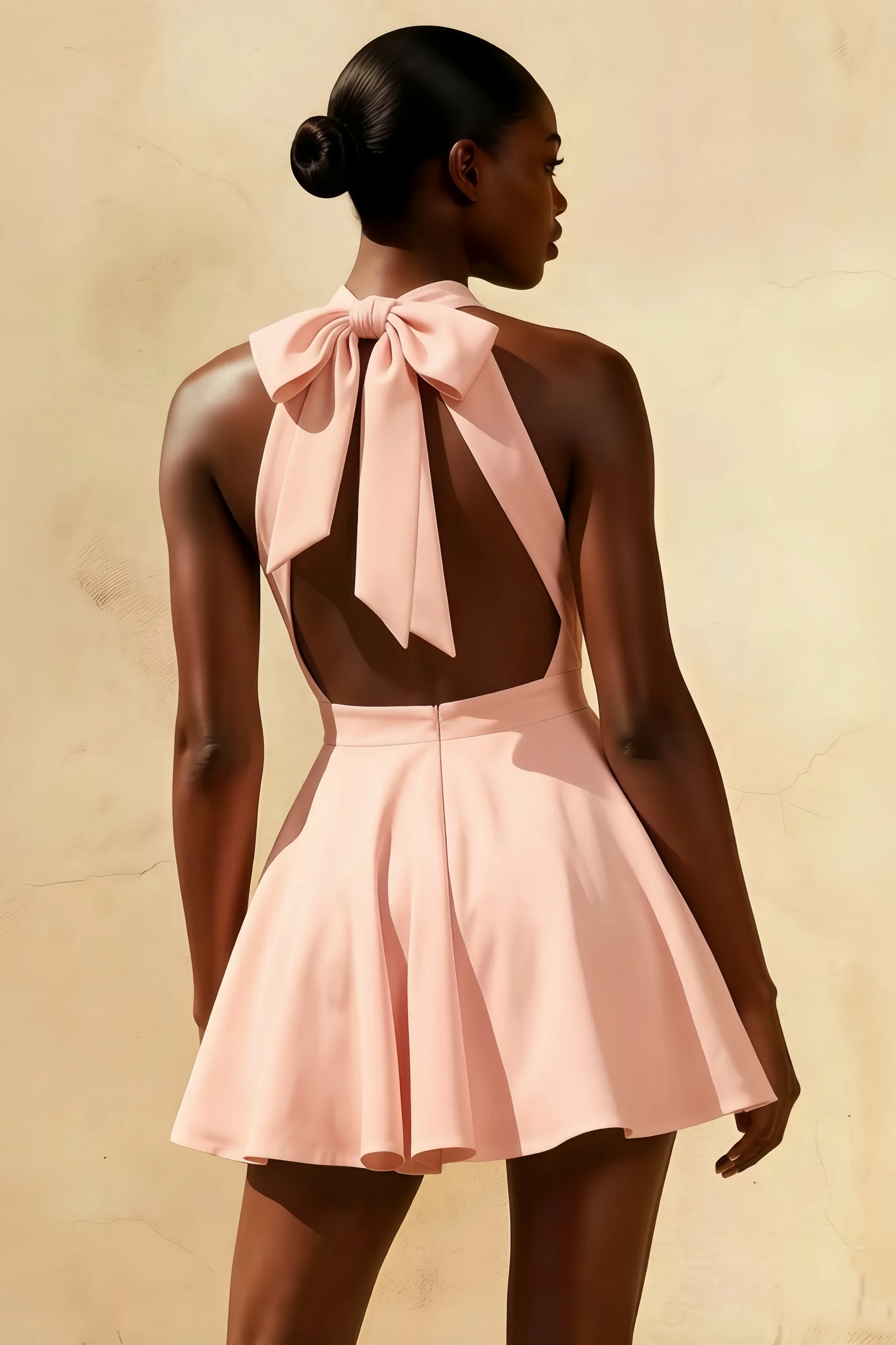 Ellen Pink A Line Scoop Neck Mini Dress - Party Dress