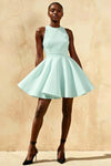 Ellen Powder Blue A Line Scoop Neck Mini Dress for Women