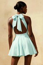 Ellen Powder Blue A Line Scoop Neck Mini Dress for Women