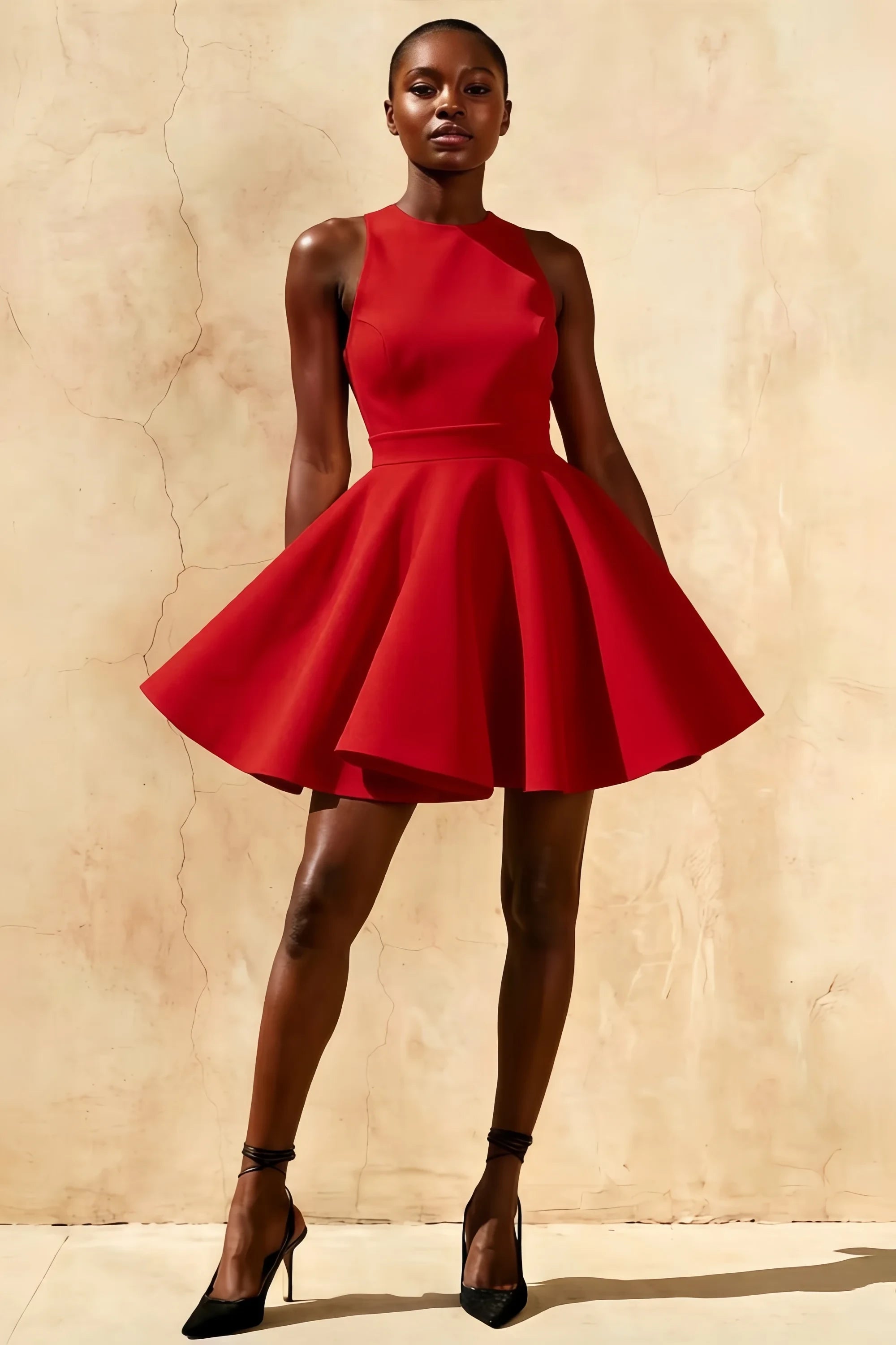 Ellen Red A Line Scoop Neck Mini Dress Main image
