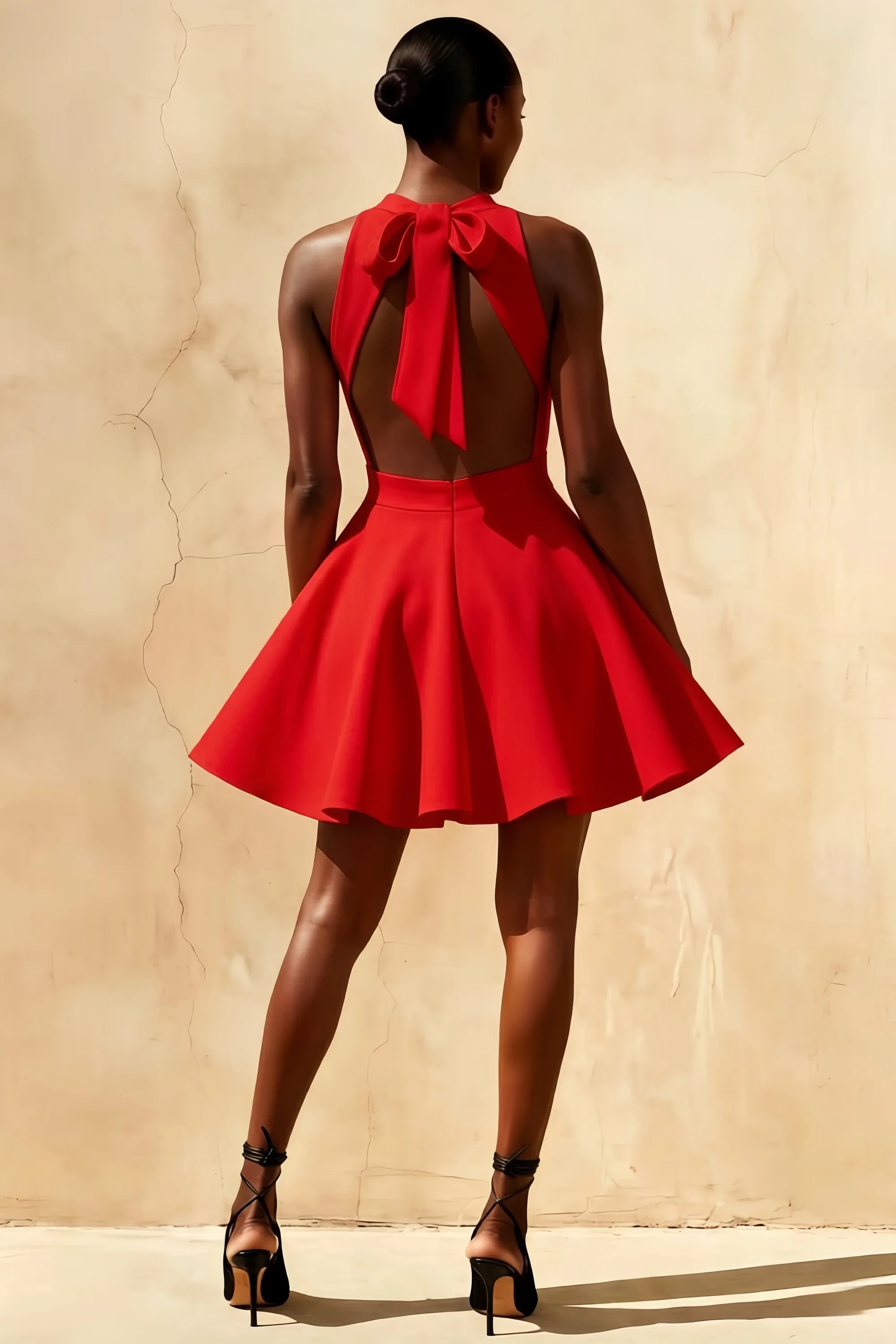 Ellen Red A Line Scoop Neck Mini Dress Secondary image