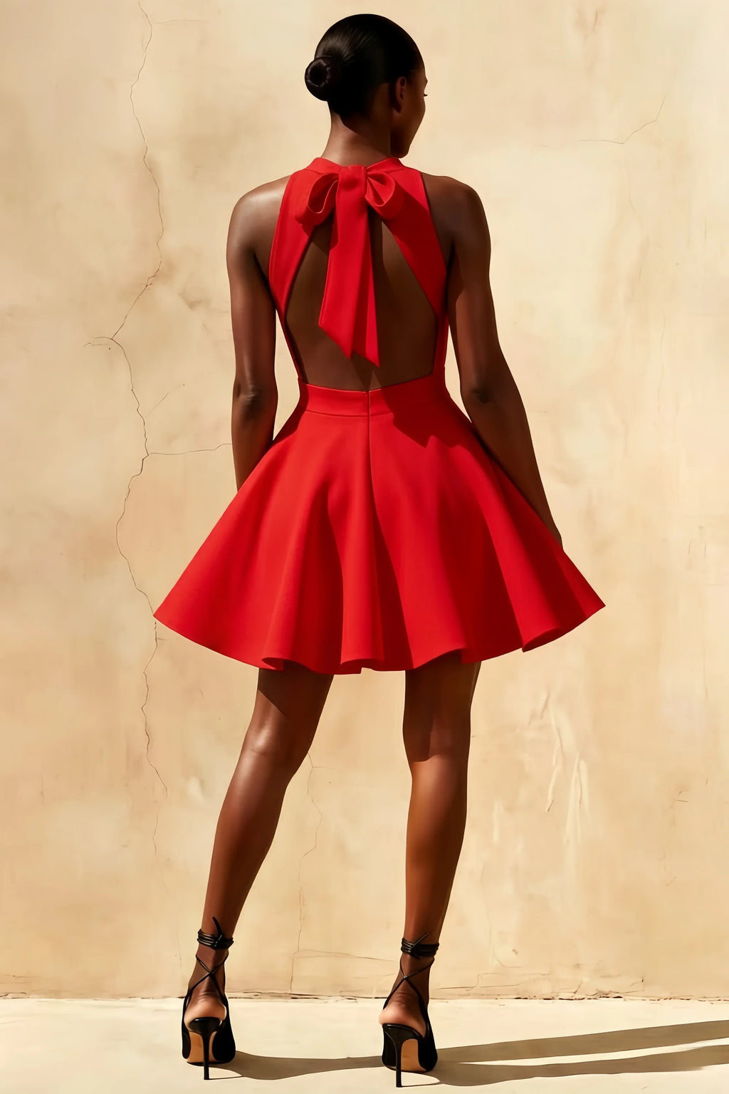 Ellen Red A Line Scoop Neck Mini Dress