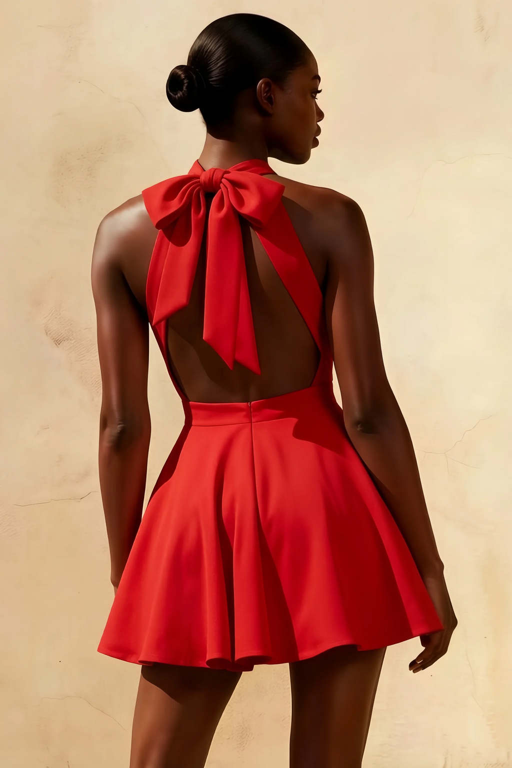 Ellen Red A Line Scoop Neck Mini Dress