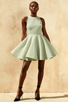Ellen Sage Green A Line Scoop Neck Mini Dress