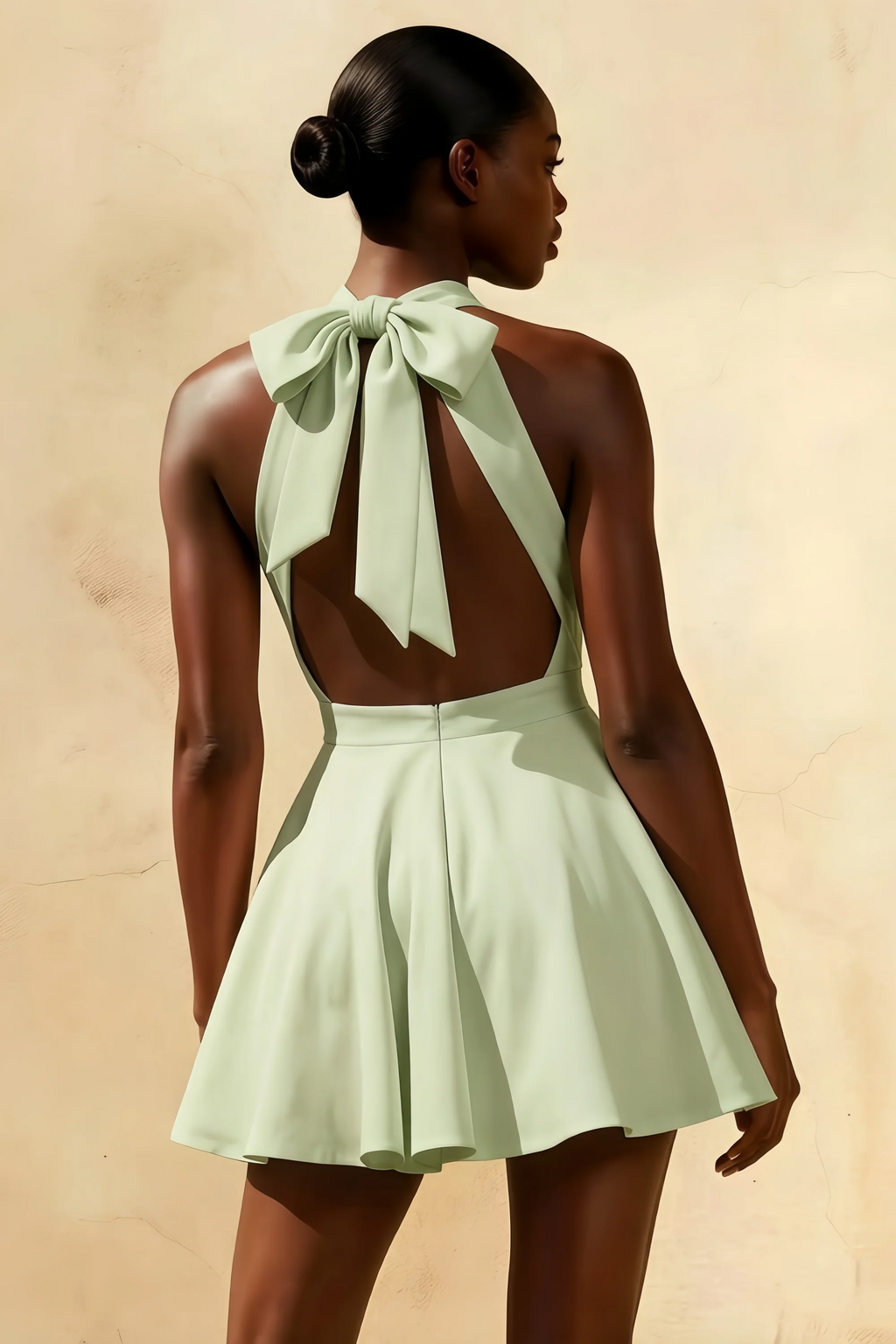 Ellen Sage Green A Line Scoop Neck Mini Dress