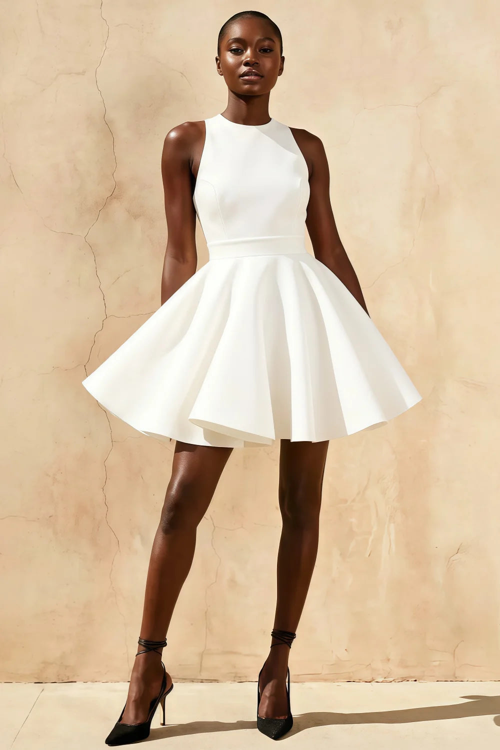 Ellen White A Line Scoop Neck Mini Dress Main image