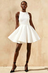 Ellen White A Line Scoop Neck Mini Dress