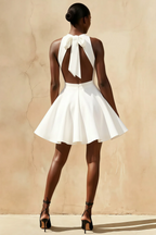 Ellen White A Line Scoop Neck Mini Dress