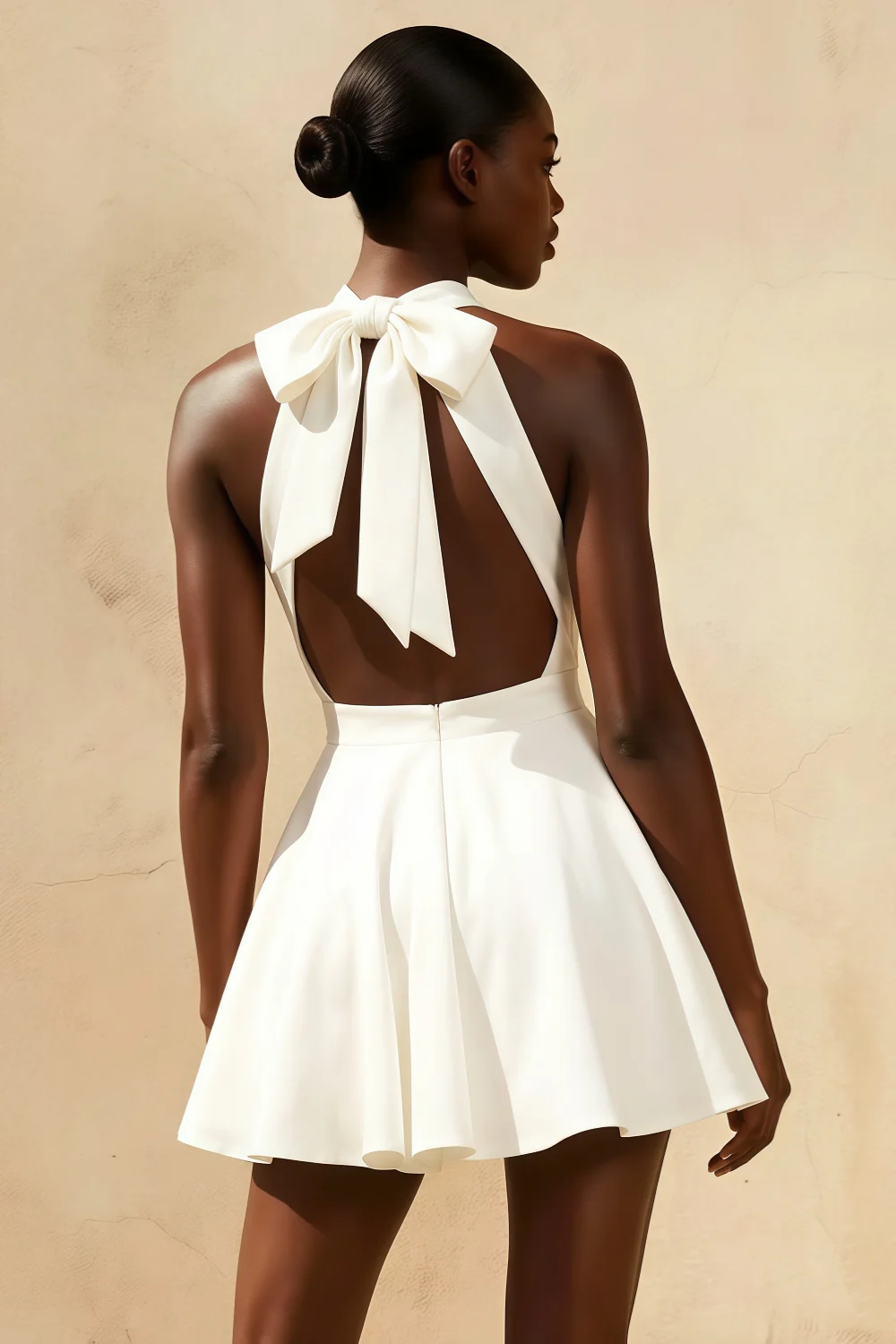 Ellen White A Line Scoop Neck Mini Dress