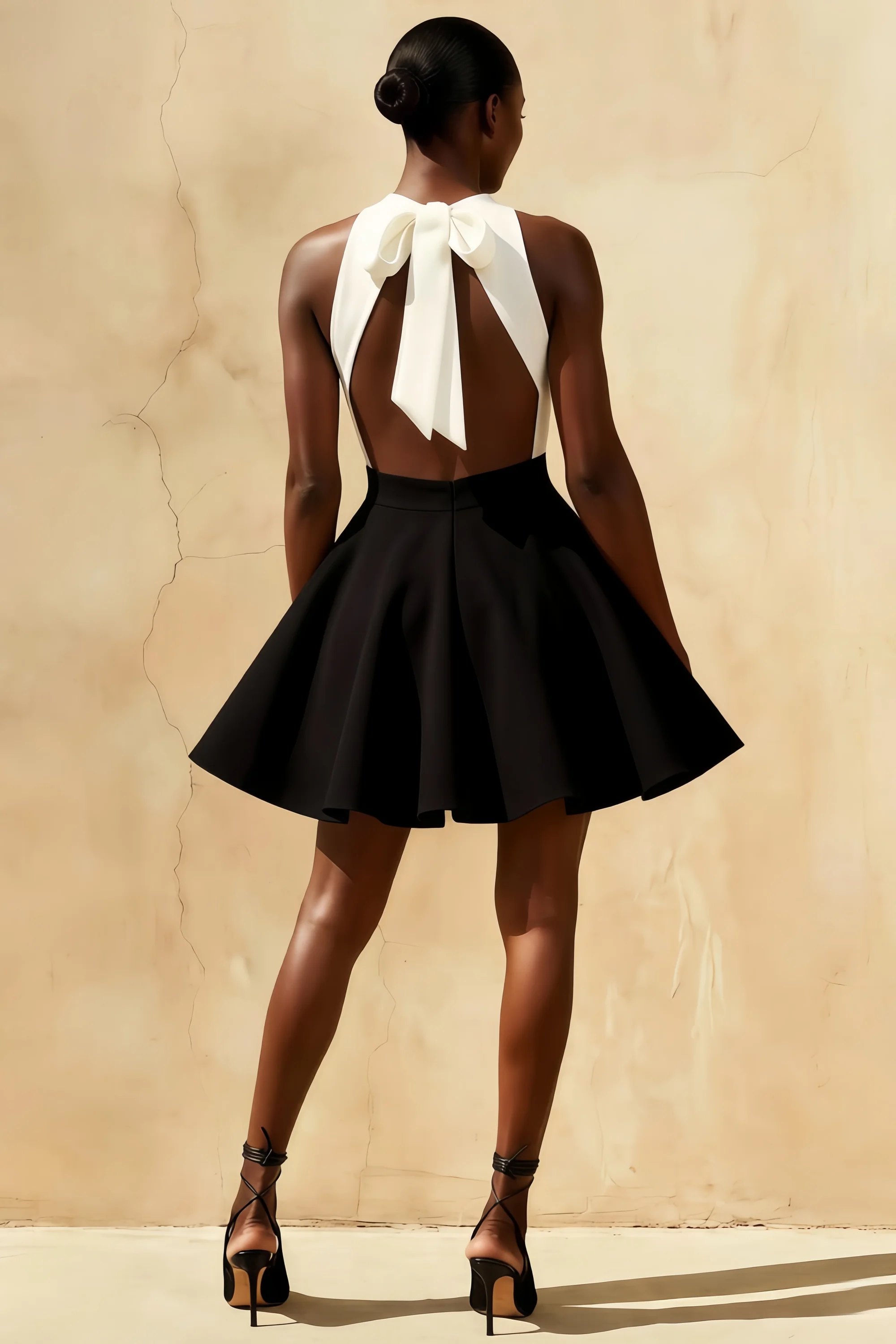 Ellen White and Black A Line Scoop Neck Mini Dress Secondary image
