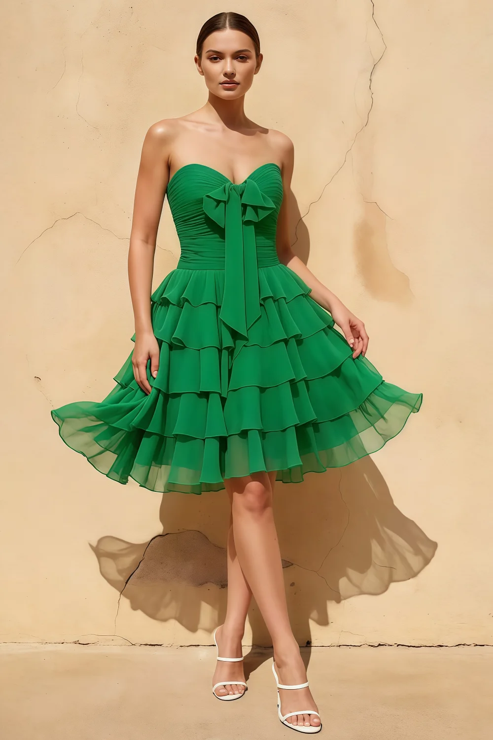 Ellie Green Sweetheart Neck Ruffle Mini Dress Main image