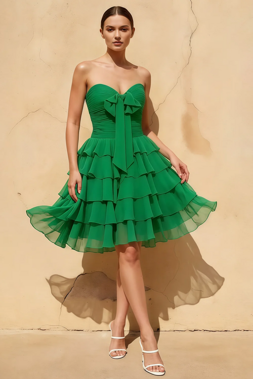 Ellie Green Sweetheart Neck Ruffle Mini Dress
