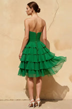 Ellie Green Sweetheart Neck Ruffle Mini Dress