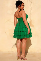 Ellie Green Sweetheart Neck Ruffle Mini Dress
