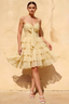 Ellie Lemon Sweetheart Neck Ruffle Mini Dress | Bow Tie Backless Party Dress