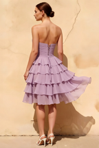 Ellie Lilac Sweetheart Neck Ruffle Mini Dress
