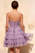 Ellie Lilac Sweetheart Neck Ruffle Mini Dress