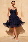 Ellie Navy Sweetheart Neck Ruffle Mini Dress | Homecoming Grad Dress