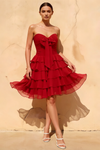 Ellie Red Sweetheart Neck Ruffle Mini Dress