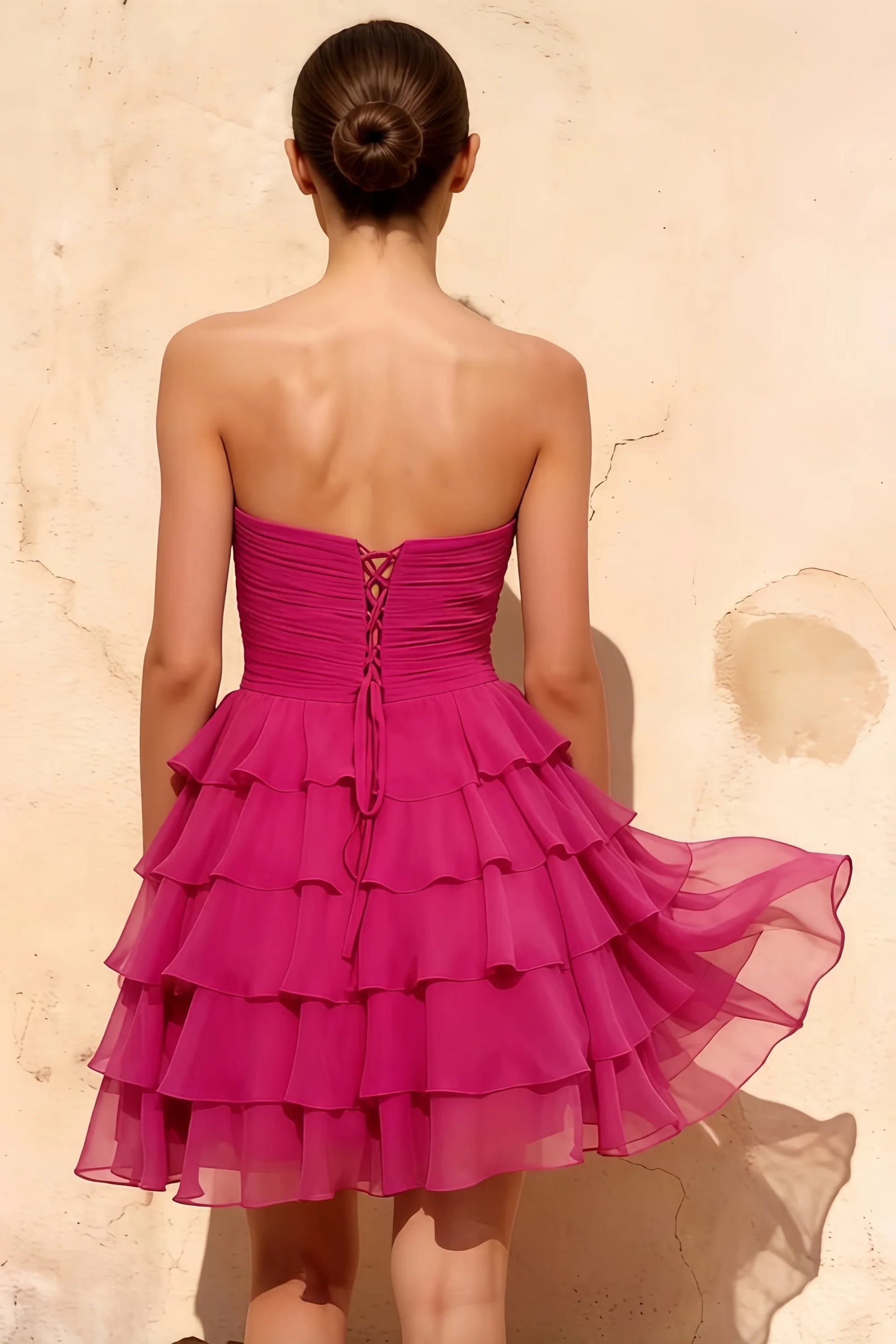Ellie Rosette Sweetheart Neck Ruffle Mini Dress