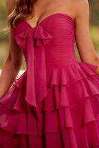 Ellie Rosette Sweetheart Neck Ruffle Mini Dress