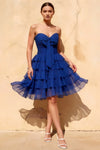 Ellie Royal Blue Sweetheart Neck Ruffle Mini Dress