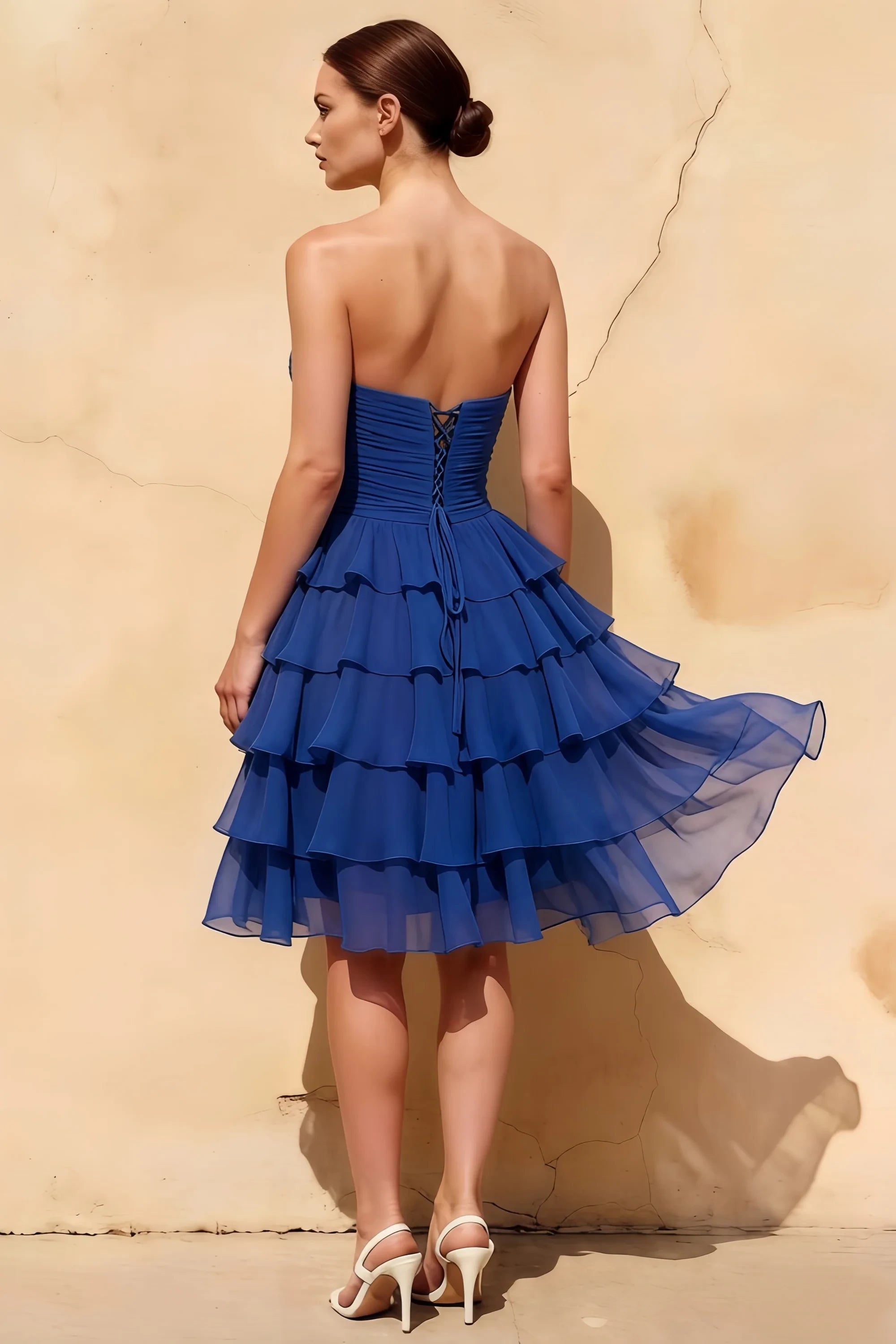 Ellie Royal Blue Sweetheart Neck Ruffle Mini Dress Secondary image