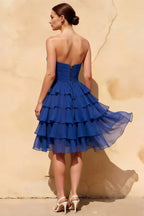 Ellie Royal Blue Sweetheart Neck Ruffle Mini Dress