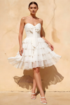 Ellie White Sweetheart Neck Ruffle Mini Dress