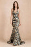 Elodie Brown Leopard Print Ruched V-Neck Mermaid Maxi Dress