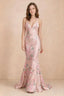 Elodie Pink Floral Ruched V-Neck Mermaid Maxi Dress