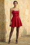 Elsa Red Sequin A Line Backless Mini Dress
