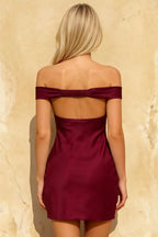 Emily Burgundy Off The Shoulder Mini Dress | Party Look
