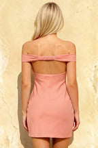 Emily Coral Off Shoulder Mini Dress | Bodycon Dress for Party & Summer