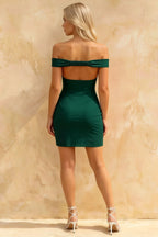 Emily Emerald Green Off The Shoulder Mini Dress