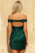 Emily Emerald Green Off The Shoulder Mini Dress