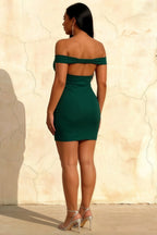 Emily Emerald Green Off The Shoulder Mini Dress