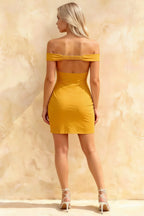 Emily Gold Off The Shoulder Mini Dress