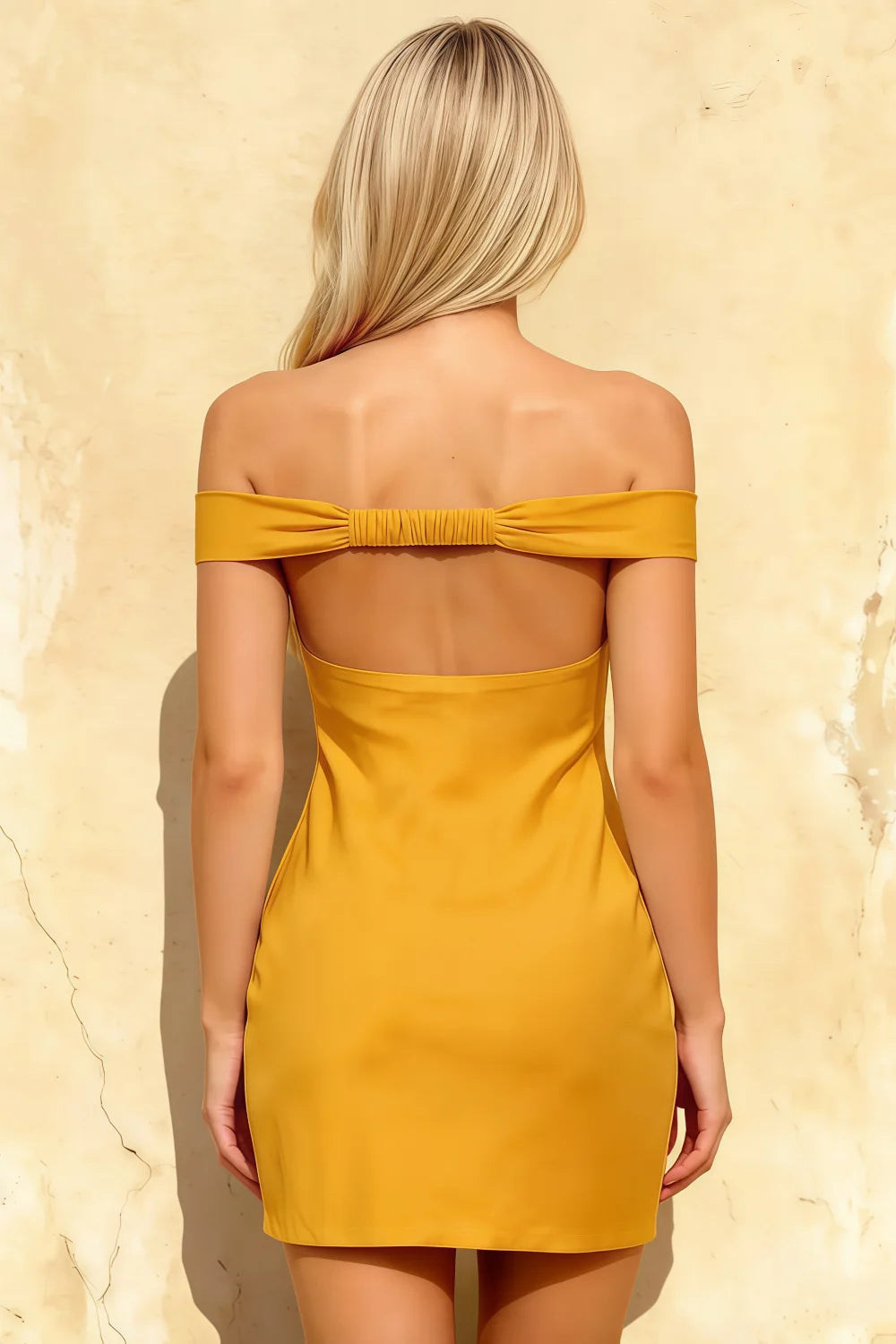 Emily Gold Off The Shoulder Mini Dress
