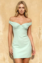Emily Off The Shoulder Mini Dress In Mist
