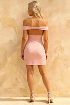 Emily Pink Off The Shoulder Mini Dress for Hoco & Party