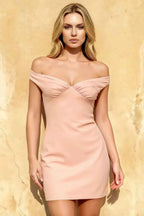 Emily Pink Off The Shoulder Mini Dress for Hoco & Party
