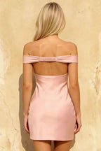 Emily Pink Off The Shoulder Mini Dress for Hoco & Party