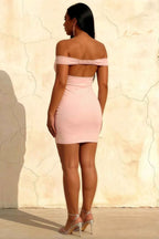 Emily Pink Off The Shoulder Mini Dress for Hoco & Party