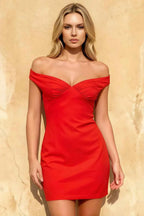 Emily Red Off The Shoulder Mini Dress | Sexy Backless Party Look