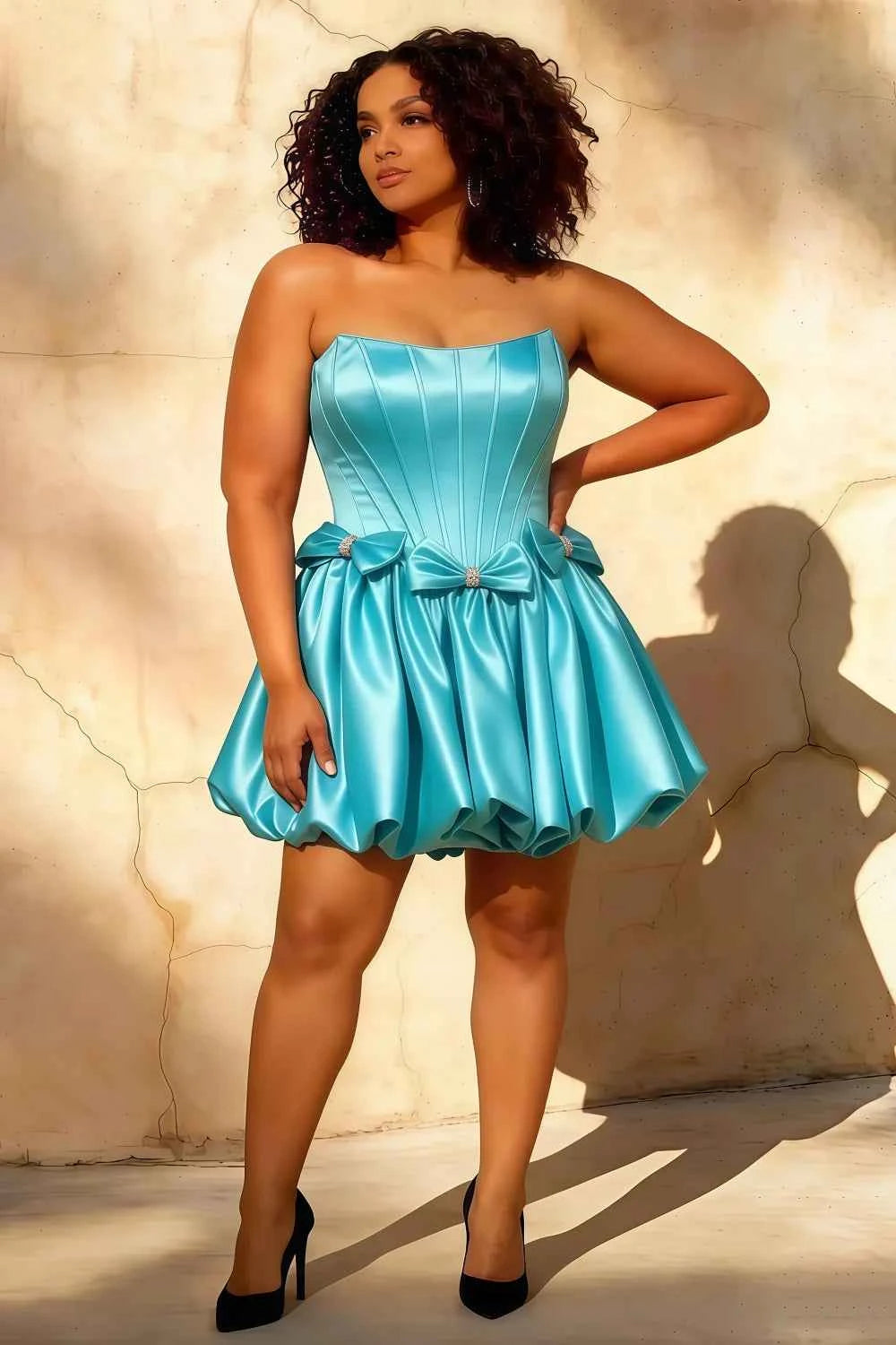 Emma Aqua Satin Mini Corset Dress | Party Wear