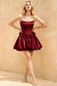 Emma Burgundy Satin Mini Dress with Bows | Corset Dress